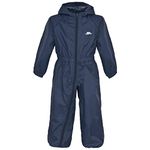 Trespass Button, Navy Blue, 2/3, Waterproof Rain Suit with Hood Kids Unisex, Age 2-3, Blue