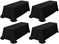 4 Pack Black Tablecloth 90 x 132 Inch, Rectangle Tablecloth for 8 Foot Table, Stain and Wrinkle Resistant Washable Polyester Table Cloth Cover for Wedding Dining Table Buffet Parties and Camping