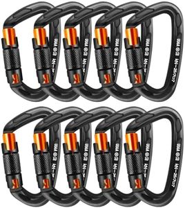 AINIKEY 25kN Auto Locking Climbing Carabiner Clips, Heavy Duty Large D-Shaped Carabiners for Rock Climbing, Rappelling, Ice Climbing, Rescue, and Swing （‎Black-10PCS）