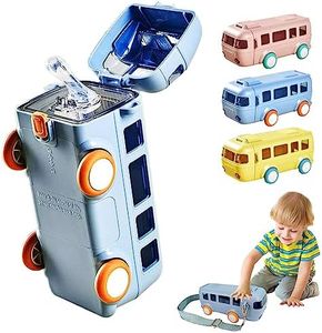 TOGETDREAM Borraccia Bambini Sopra i 12 anni, Senza BPA Anti-Goccia Forma di Autobus Bottiglia per l'acqua con Tracolla per Scuola Casa Escursionismo e Attività all'aperto (Blu)