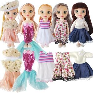 6.3'' Baby Girls Doll Toys, Includes Handmade Doll Clothes, 5 Sets 6.3" Small Girl Dolls, 5 Pairs of Shoes.