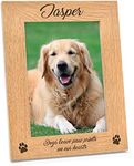 Dogs Leave Pawprints On Our Hearts Pet Loss Photo Frame - Personalised Dog, Puppy, Labrador, Retriever, Pug, Pet Memorial Wooden Photo Frame Keepsake - Remembrance Gifts for Dog Lovers