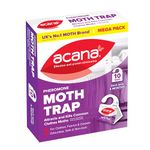 Acana Clothes Moth Traps 10 Pack – Attracts & Kills Clothes Moths with Natural Pheromone Glue Boards – Non-Toxic, Insecticide-Free Protection for Wardrobes & Drawers - Protects Clothes and Fabrics
