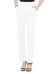 Urban CoCo Women's Yoga Dress Pants Stretchy Casual Slacks Straight Leg Work Pants with Pockets (White, S)