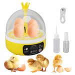 4 Eggs Mini Incubator with Transparent Lid,Automatic Temperature Humidity Control,Household Small Poultry Hatching Machine,for Chickens Ducks Pigeons (Auto Turning)