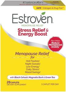 Estroven Stress Relief & Energy Boost for Menopause Relief - 28 Ct. - Clinically Proven Ingredients Provide Stress & Energy Support + Night Sweats & Hot Flash Relief - Drug-Free and Gluten-Free