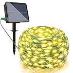 CUQOO 300 LED Fairy Solar Light with 8 Modes in Warm White – 30m Solar Powered Waterproof String Lights | Indoor and Outdoor Decorative Twinkle Bulbs for Garden Patio or Christmas Tree Decorations