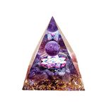 Moonstone Crystals Orgone Pyramid,Amethyst Crystal Nature Reiki Chakra Crystals and Gemstones Crystals Gifts for Friend Orgonite Pyramid Crystal Healing Crystals Spiritual Gifts for Women (6cm)