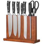 ENOKING Magnetic Knife Block Without Knives, Universal Kitchen Knife Storage Organiser, Natural Acacia Wooden Knife Holder Rack with Powerful Magnets for Cutlery Display and Storage