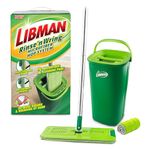 Libman Rinse 'n Wring Mop and Bucket System | Microfiber Floor Mop | Hardwood Floor Cleaner | Wet & Dry Mop | Clean & Dirty Water Chambers | Squeegee Blades | 2 Total Microfiber Pads