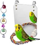 LOPERDEVE 7" Bird Mirror with Rope Perch Bird Toys Swing, Comfy Perch for Greys Amazons Parakeet Cockatiel Conure Lovebirds Finch Canaries