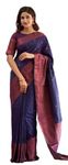 Yashika Women's Woven Banarasi Kanjivaram Cotton Silk Jaquard Saree (AZ-YS-OG-Bilal-Parent_Navy)