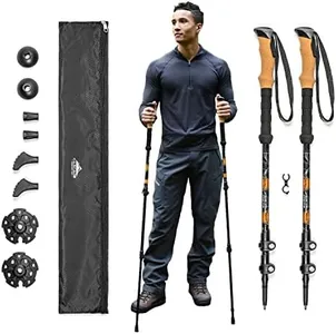 Cascade Mountain Tech Trekking Poles - Aluminum Hiking Walking Sticks with Adjustable Locks Expandable to 54" (Set of 2), Cork Grip, Orange