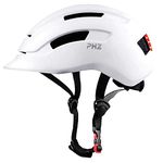 PHZ. Adult Bike Helmet Bicycle Helmet with Light for Men Women Mountain Road Skateboard with Extra Replacement Detachable Visor & Inner Pads Safety Certified (Matte White1, Universal L (59-61 cm) a)