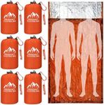 Oudain 6 Pcs XL Emergency Sleeping Bag 94.5" x 49.2" Waterproof Survival Sleeping Bag with Whistle Carabiner Portable Thermal Bivy Sack Emergency Blankets for Camping Hiking Outdoor (Orange)