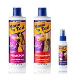 Mane 'n Tail Spirit Untamed Shampoo + Conditioner 11.02 Oz + Detangler 3.4Oz For Kids Caramel Apple Scent Gentle, Mild For Everyday Use Coconut Oil Softness