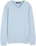 X RAY Boys Uniform Sweater V-Neck, Big Boys' & Little Kids Long Sleeve School V Neck Pullover Sweater, Powder Blue