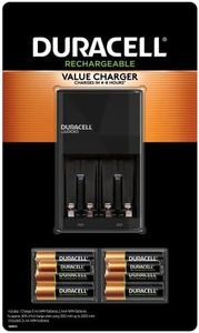 Duracell Ion Speed 1000 Charger for Rechargeable AA and AAA Batteries, Includes 6 AA and 2 AAA Pre-Charged Batteries for Household and Business