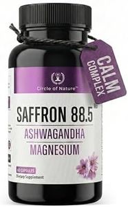 CIRCLE OF NATURE Saffron Supplement 88.5 mg Extract with Ashwagandha & Magnesium – Support Mood Enhacement, Eye Health & Relaxation – 60 Clean Capsules, Made in USA