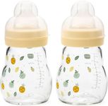 MAM Feel Good Glass Bottle | 2 Pack (2 x 170ml) | MAM Glass Bottle with Slow Flow Teat Size 2 | Baby Accessories for Newborn | Yellow