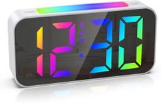 ORIA Digital Alarm Clock, 6.9Inch LED Desk Clock, RGB Table Alarm Clock with 2 Alarms, 3 Volume Levels, 10 Night Light Modes, 12/24H, Adjustable Brightness & Snooze Funtion, for Office, Bedroom, etc