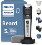 Norelco Philips Beard Trimmer 7000 Series, 100% Waterproof Trimmer for Men, 40 Lock-in Hair Length Settings, BeardSense Power Adaptability, Detail & T-Blade Trimmer Heads, Charging Stand, BT7670/40