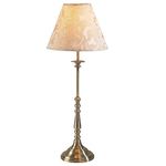 Antique Brass Vintage Candlestick Table Lamp with Cream Damask Shade | 55cm Height | 1 x SES E14 Lamp Bulb Required (Not Included) | Inline Switch | UK Approved | Metal Lathe Turned Column