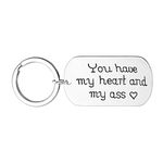 Daesar Stainless Steel Key Chain Ring Dog Tag Engraving You Have My Heart and Ass Key Chain Men