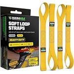 Rhino USA Soft Loop Motorcycle Tie-Down Straps (4PK) - 10,427lb Max Break Strength 1.7" x 17" Heavy-Duty Tie Downs for use w/Ratchet Strap (Yellow 4-Pack)
