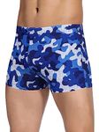 K898 Men's Square Leg Swimming Jammer Shorts UPF50+,Men Swimsuit Swim Jammers Fabric Shape Retention (Blue Camo,L)