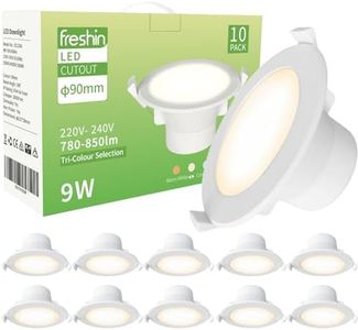 FRESHIN LED Downlight 9W 3 CCT Ceiling Downlight, 90mm Recessed Downlight Dimmable IP44, 3000K/4000K/5000K - RCM Certified & IC-F Rated (10 Packs, AU Plug)