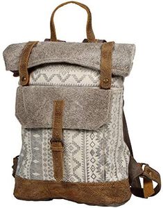 Myra Bag Classy Leather & Upcycled Canvas Backpack S-1237