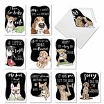 NobleWorks - 10 Funny Blank Cards Boxed - Bulk Assortment of All Occasion Animal Notecards with Envelopes - Dog Antics AC3639OCB-B1x10