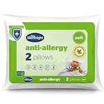 Silentnight Anti Allergy Soft Pillows 2 Pack – Soft Support Pillows with Bouncy Fibres Ideal for Front and Stomach Sleepers – Hypoallergenic and Machine Washable – Pack of 2, White