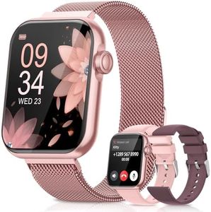 DEKELIFE Montre Connectée Femme avec Appel Bluetooth, 1,85'' HD Smartwatch avec Fonction Féminine, Sommeil, SpO2, Cardiofréquencemètre, 100+ Modes Sportifs, IP68 Étanche Podomètre Android iOS Rose