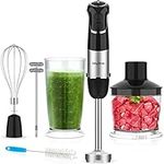 Keylitos Handheld Immersion Blender, 5-in-1 Electric Hand Blender, 12-Speed Mixeur Plongeant with 304 Stainless Steel Blades, Hachoir, Mixer, Whisk and Milk Frother for Smoothies, Soup, Sauce