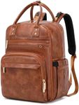 LORADI 18 Pockets Diaper Bag Backpack with Wet Pockets and Stroller Clips, Convertible Tote Bag (Faux Leather, Brown)