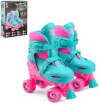 Xootz Kids Quad Skates, Beginner Adjustable Roller Skates Girls, Pink