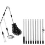 Gutter Cleaning Tools, 4M Telescopic Gutter Cleaner Tool Kit with Adjustable Angle Pole Gutter Brush Scoop, Rake, Cleaning Shovel for Sweeping Leaves, Debris, Cobwebs, Extendable Gutter Cleaning Brush