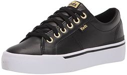 Keds Women's Jump Kick Duo Leather Sneaker, Black, 9.5 M US