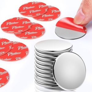 PHIXBEAR Ultrathin 1.18" Strong Neodymium Disc Magnets with Double-Sided Tape Made of 3M, 10 Pack Rare Earth Magnets for Refrigerator, DIY, Crafts, Kitchen & Office