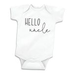 Bump and Beyond Designs Hello Uncle Shirt Surprise Baby Announcement Gift Uncle, White, 0-3 Months