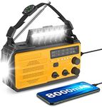 Greadio Wind up Emergency Radio,8000mAh Hand Crank Radio,Portable Solar AM/FM Radio with Super Flashlight & Reading Light,SOS Alarm,Earphone Jack,Compass,Type-C Charging for Outdoor,Camping,Emergency