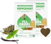 Tea Drops Lightly Sweetened Organic Tea Bulk Box | Sweet Peppermint | Caffeine Free | Iced or Hot Herbal Tea Beverages Gift Set | Includes Organic Peppermint Oil & Spearmint Leaves | 10 Drops per Box