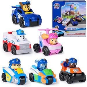 PAW Patrol Search & Rescue, Pup Squad Racers, 6-Pack of PAW Patrol Vehicles with Chase, Marshall, Skye, Rubble, Rocky, & Zuma, Kids Toys for Boys & Girls Ages 3 and Up