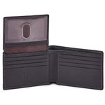 COCHOA Men's Real Leather RFID Blocking Stylish Bifold Wallet with 2 ID Window (Nappa, Dark Chocolate)