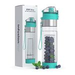 Infusion Pro Water Infuser - 24 oz Fruit Infused Water Bottle | Premium Leak Proof Tritan Plastic with Bottom Infusing Design | Flip Top Locking Spout with Neoprene Insulated Sleeve & Strainer