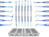 Dental Composite NON STICK filling Instruments Kit in stainless steel cassette (6 PCS BLUE plasma coated) by Wise Linkers