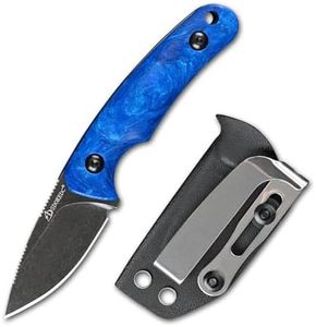 SDOKEDC Knives DC53 Steel Tactical Hunting Small Fixed Blade Knife with kydex sheath for Men EDC Outdoor Camping Survival (Black/Blue)