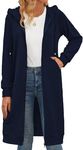 Zeagoo 2024 Long Women's Zip Up Y2K Hoodies Casual Long Sleeve Long Jackets With Pockets Dark Blue